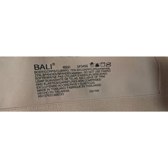 Bali Bra Plus Size 40DD One Smooth U Posture Boost Ever Smooth Back Underwire - Picture 3 of 3